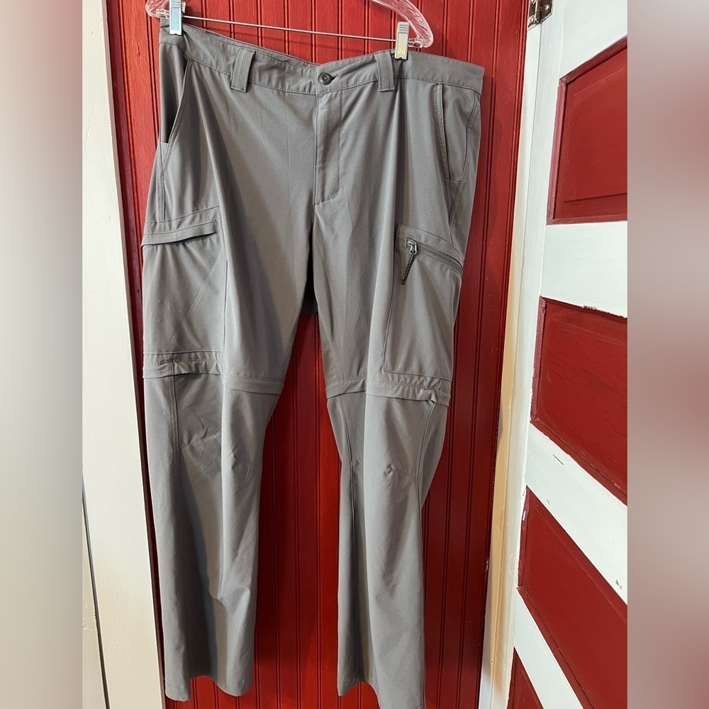 Columbia Men 38x32 Omni-Shade PFG Convertible Gray Pants Hiking Outdoors
